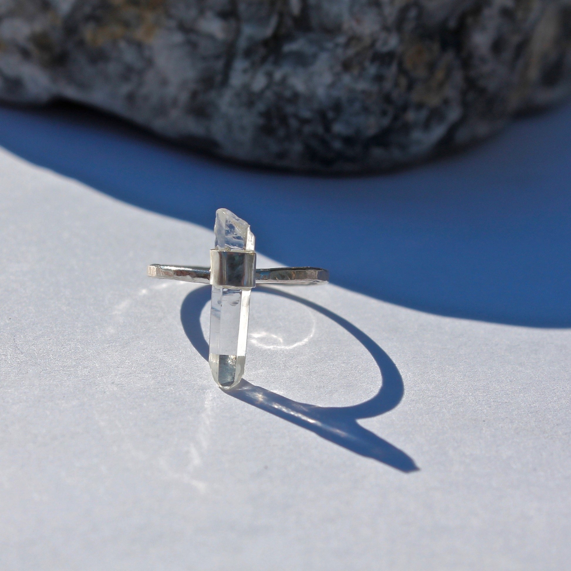 Small raw crystal ring 