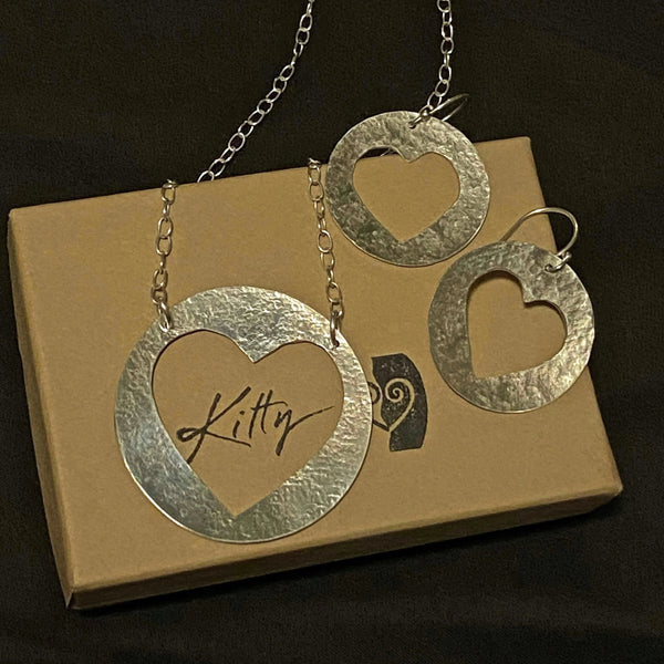 Open Heart Circle Necklace in Silver