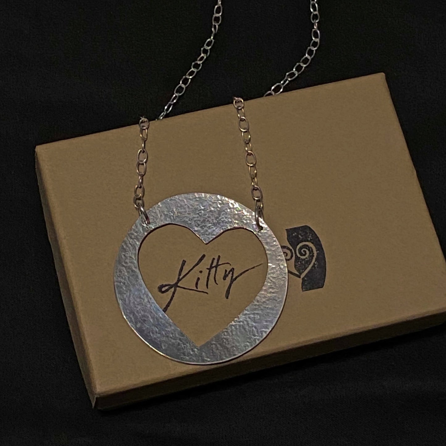 Open Heart Circle Necklace in Silver