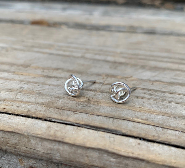 Tumbleweed Knot Earrings Post Style in Sterling Silver