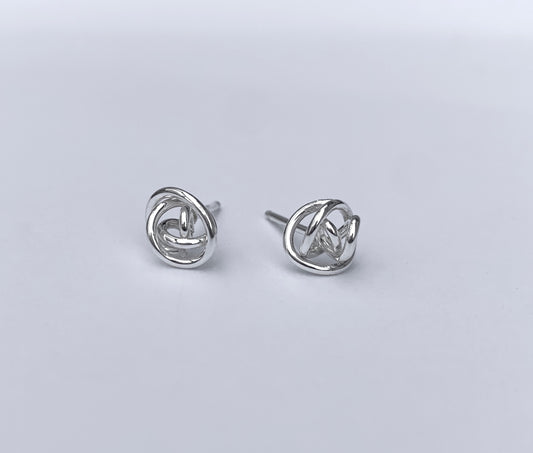 Tumbleweed Knot Earrings Post Style in Sterling Silver