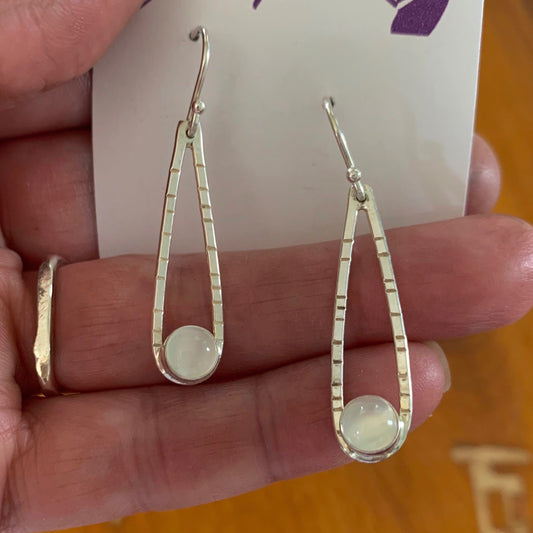 Teardrop Moonstone Silver Earrings