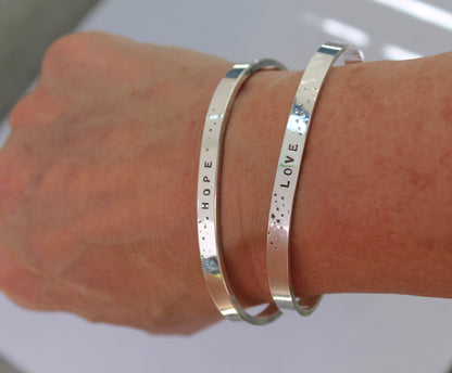 Cuff Bracelet with a Word of Your Choice in Silver