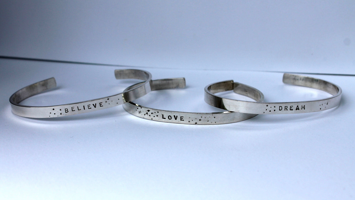 Cuff Bracelet with a Word of Your Choice in Silver