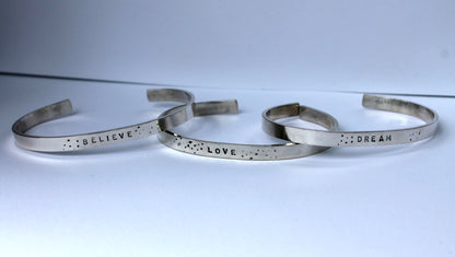 Cuff Bracelet with a Word of Your Choice in Silver