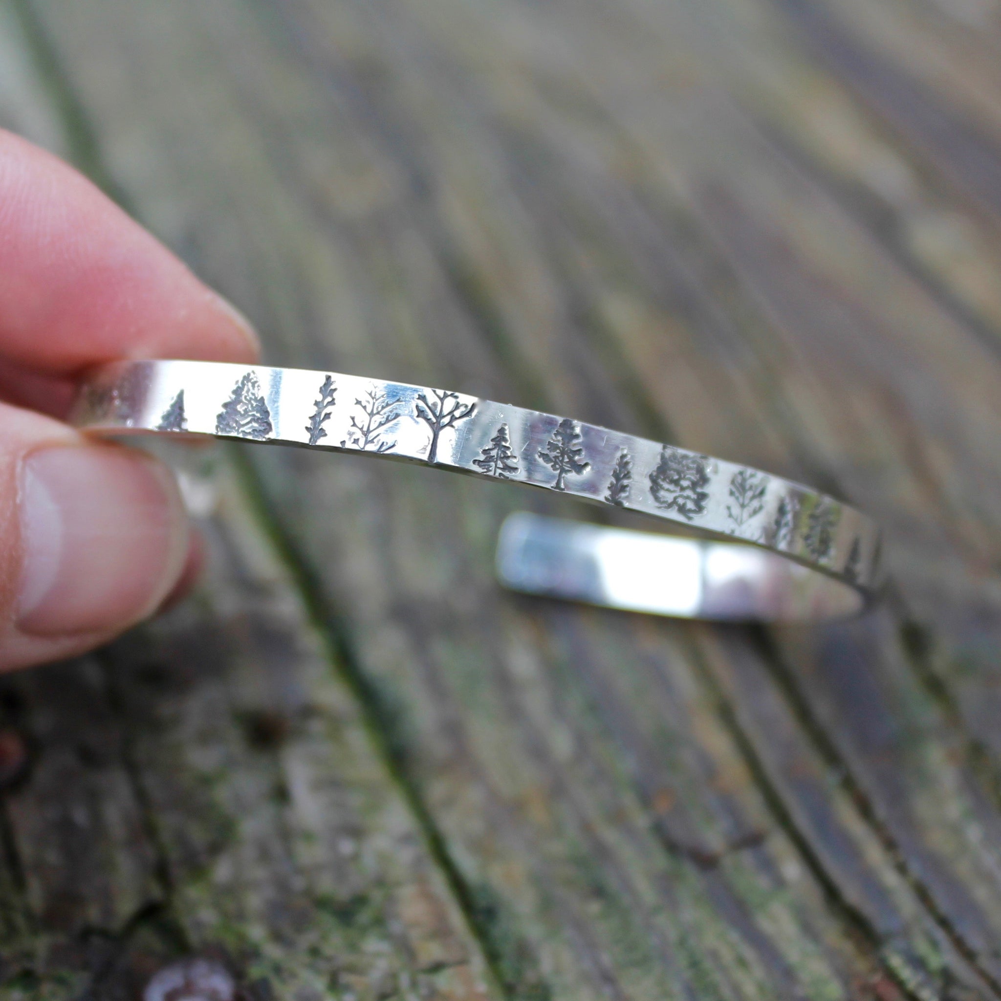 Trees bracelet in sterling silver, adjustable