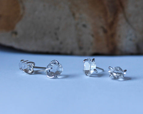 Herkimer Diamond Post Earrings, showing two different pairs