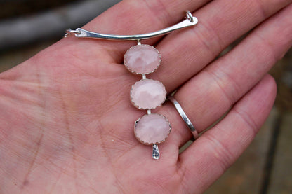 Three Stones Necklace in Silver