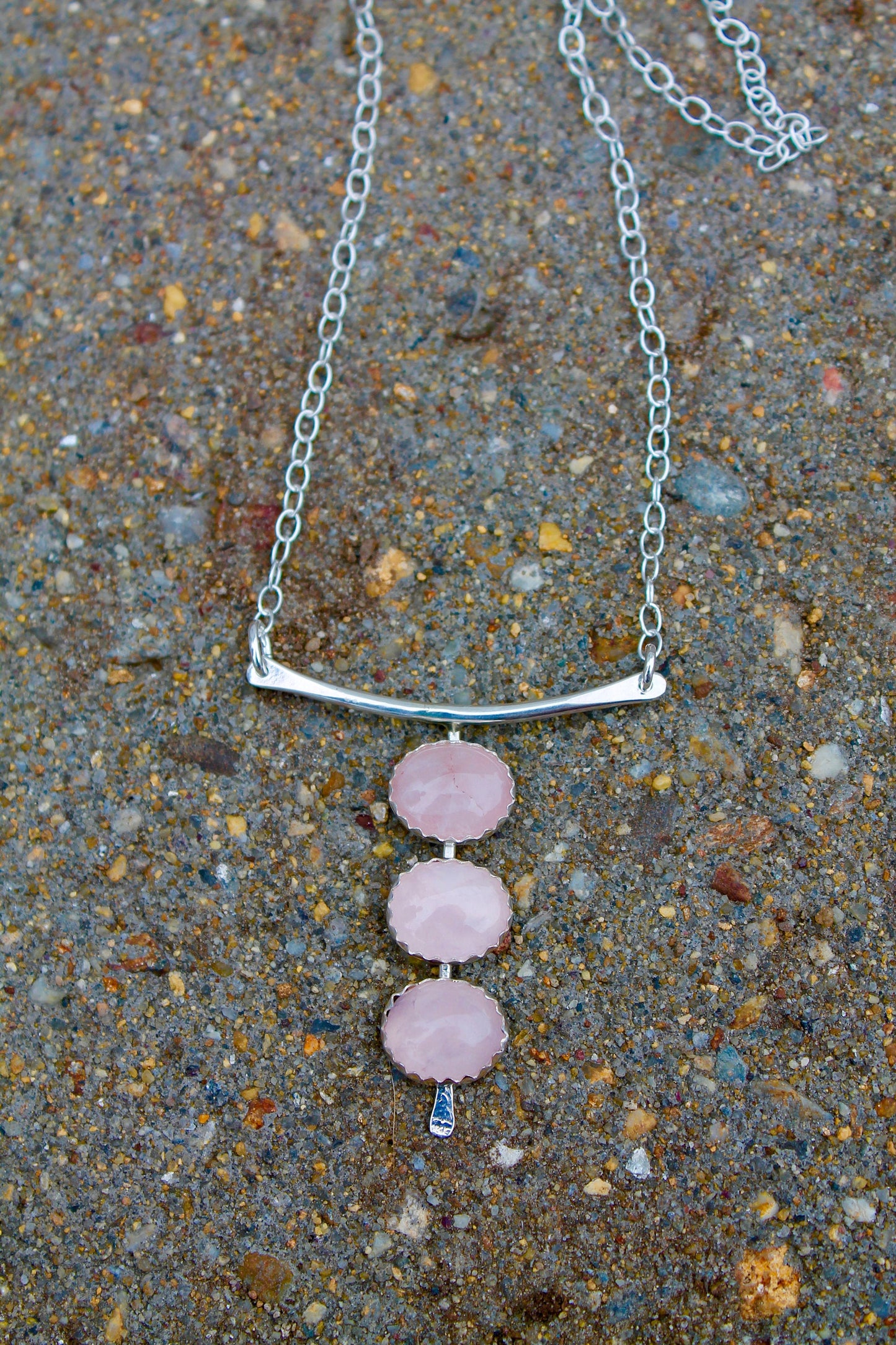 Three Stones Necklace in Silver