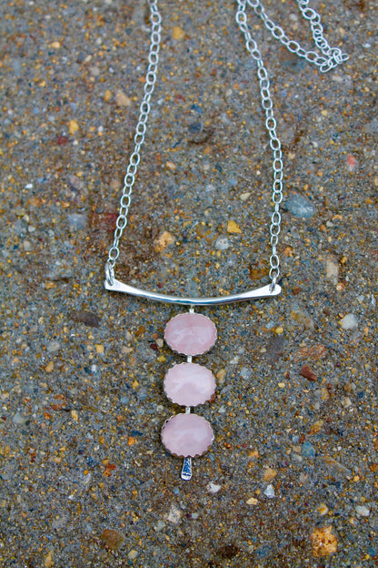 Three Stones Necklace in Silver