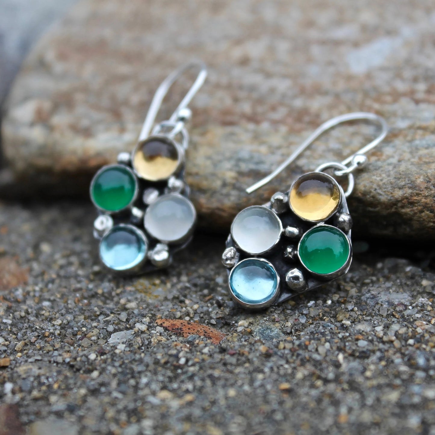 Birthstone or Multi-Stone Organic Earrings