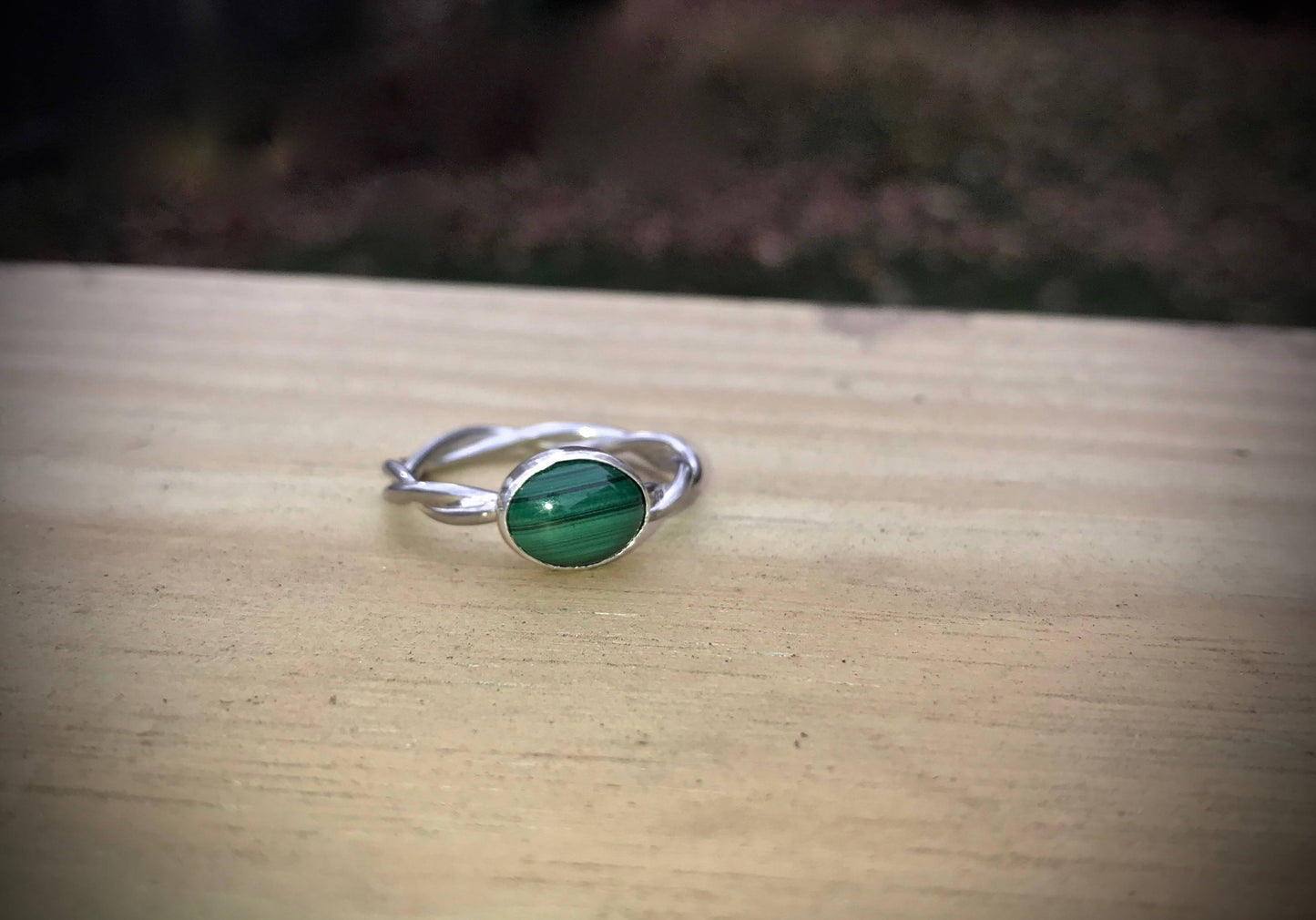 Malachite Twist Band in Sterling Silver