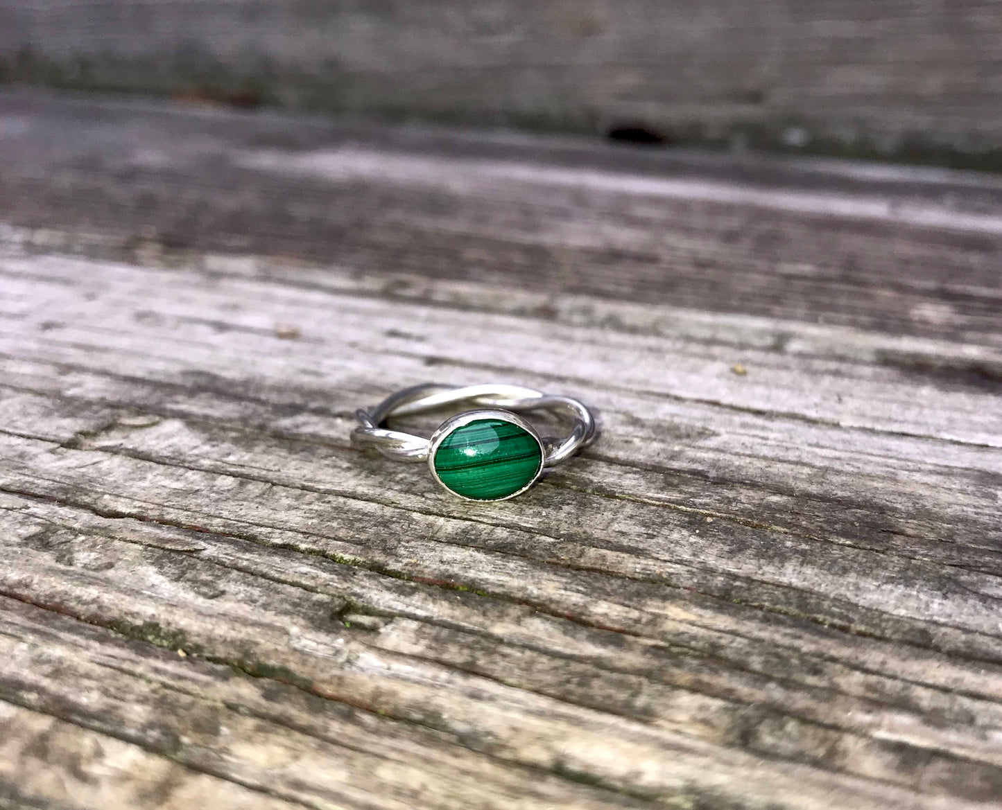 Malachite Twist Band in Sterling Silver