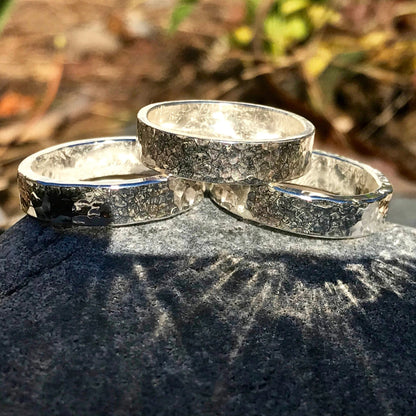 Hammered Sterling Silver Ring Band for Men or Women