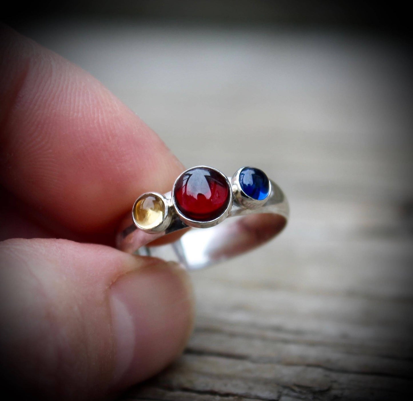 Three Stones Ring Band in Silver