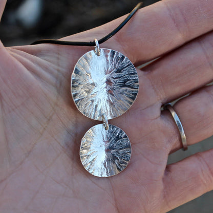 Double Circle Textured Earrings in Silver