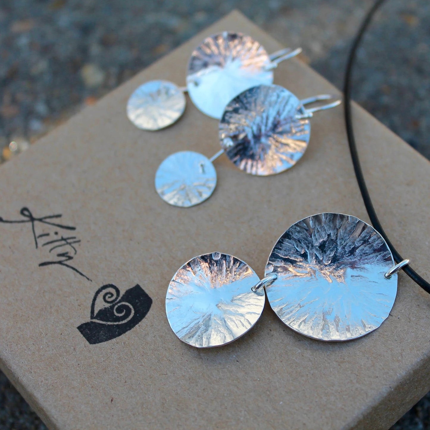 Double Circle Textured Necklace