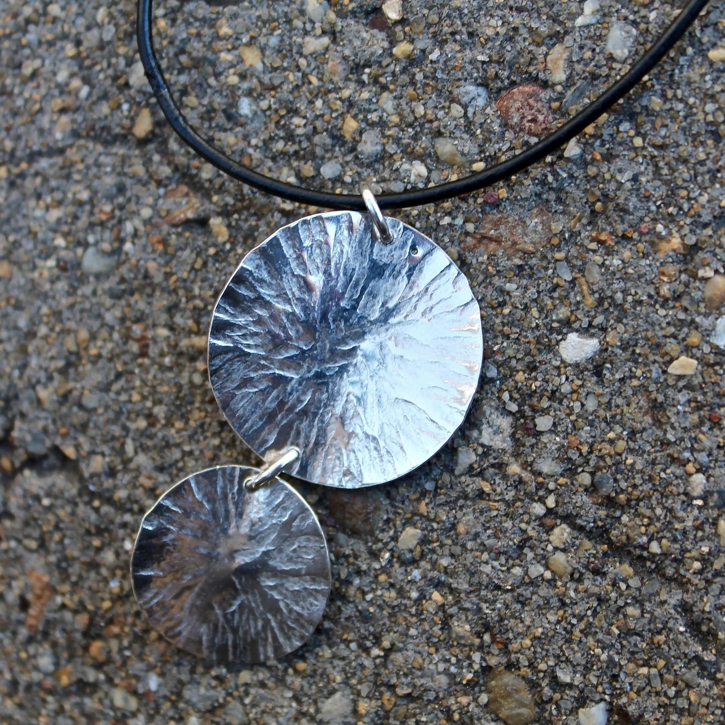 Double Circle Textured Necklace