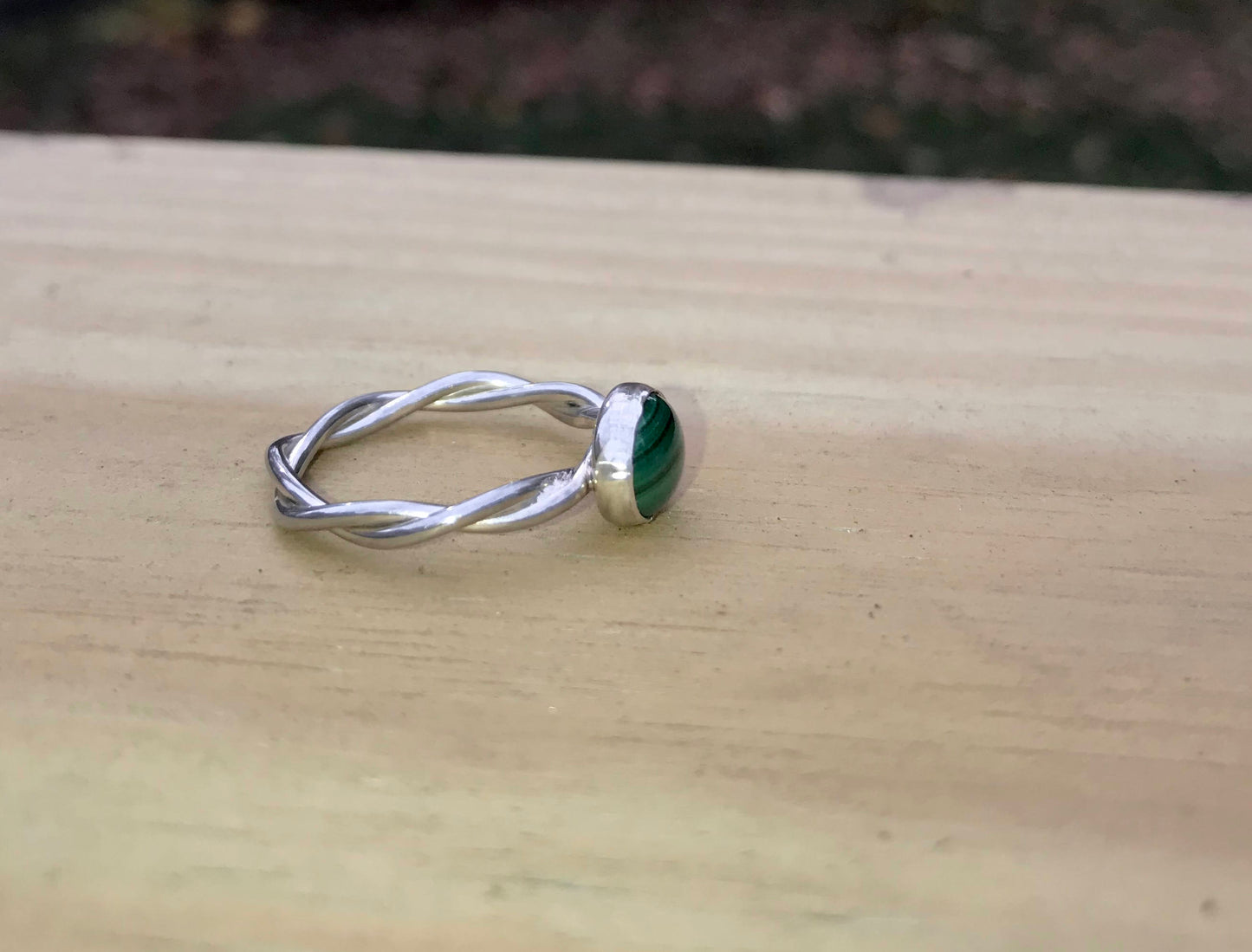 Malachite Twist Band in Sterling Silver