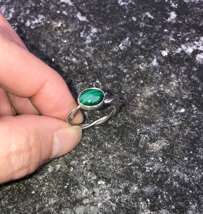 Malachite Twist Band in Sterling Silver