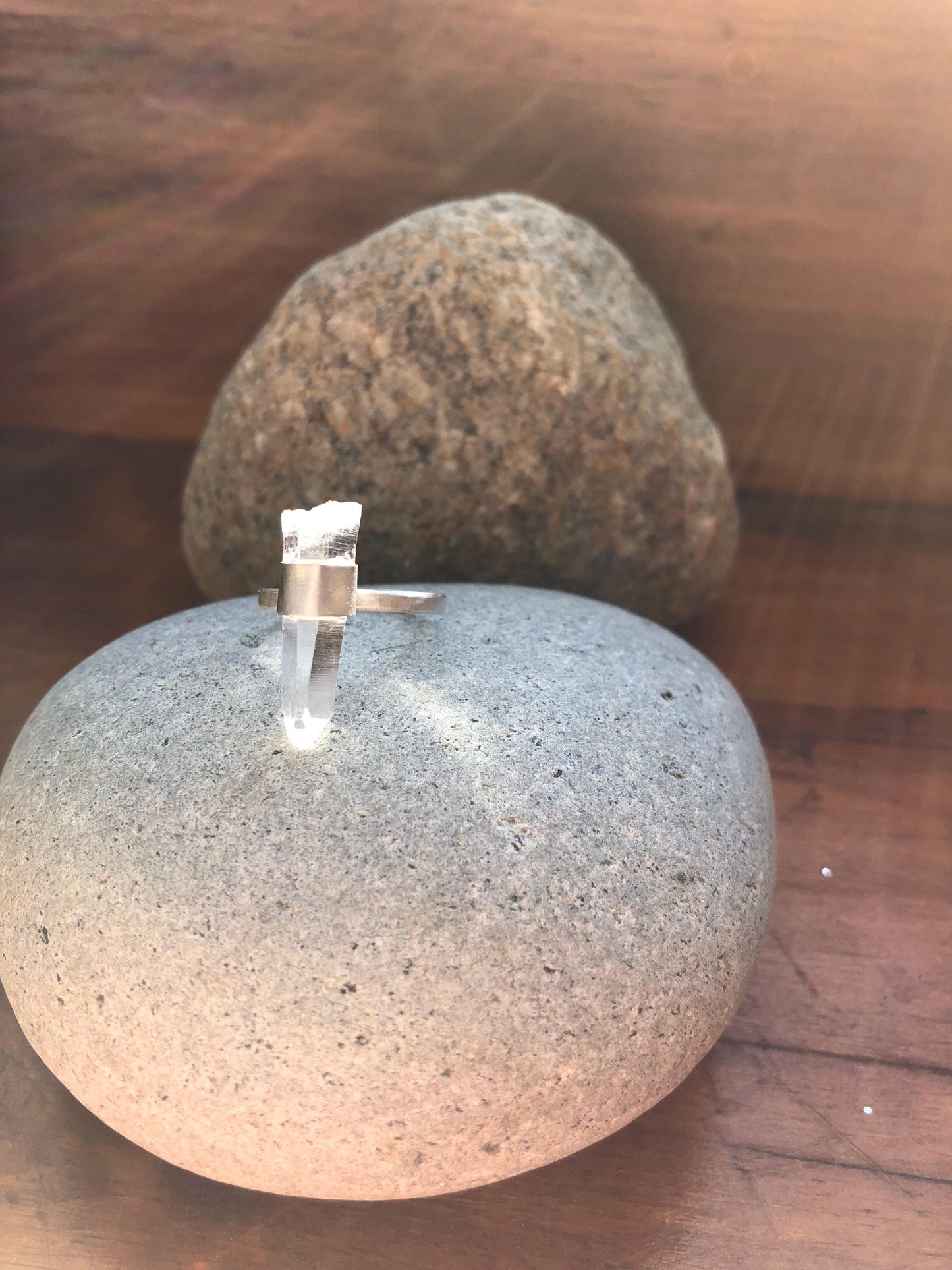 Large Raw Quartz Crystal Point Ring