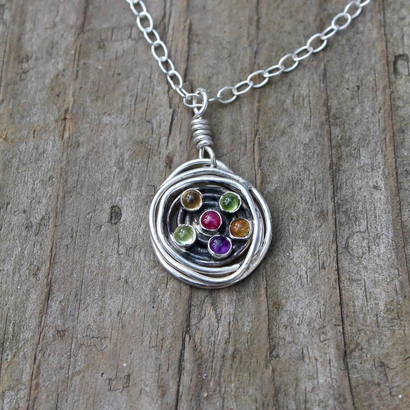 Nest Necklace with Birthstones or Multi Stone