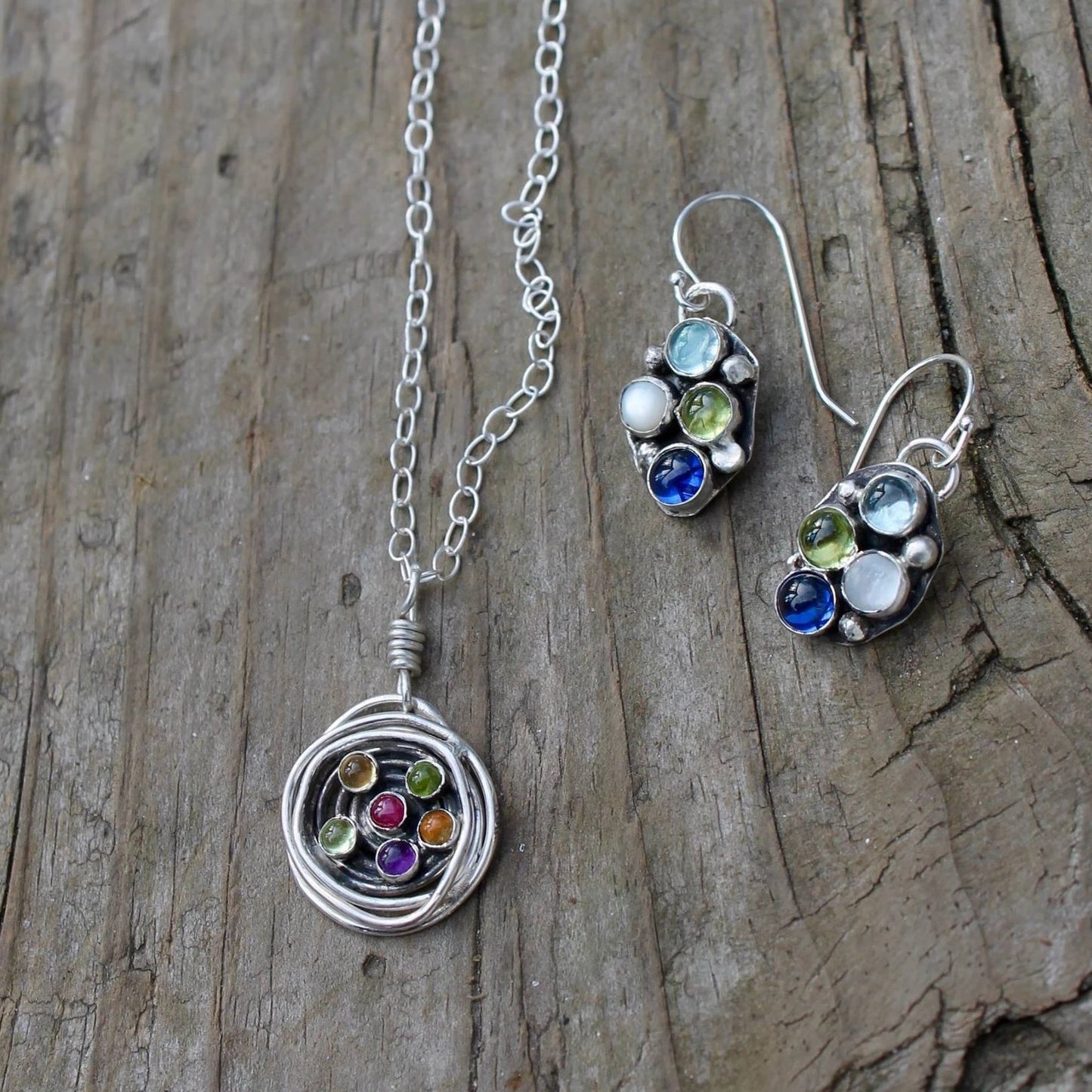 Nest Necklace with Birthstones or Multi Stone