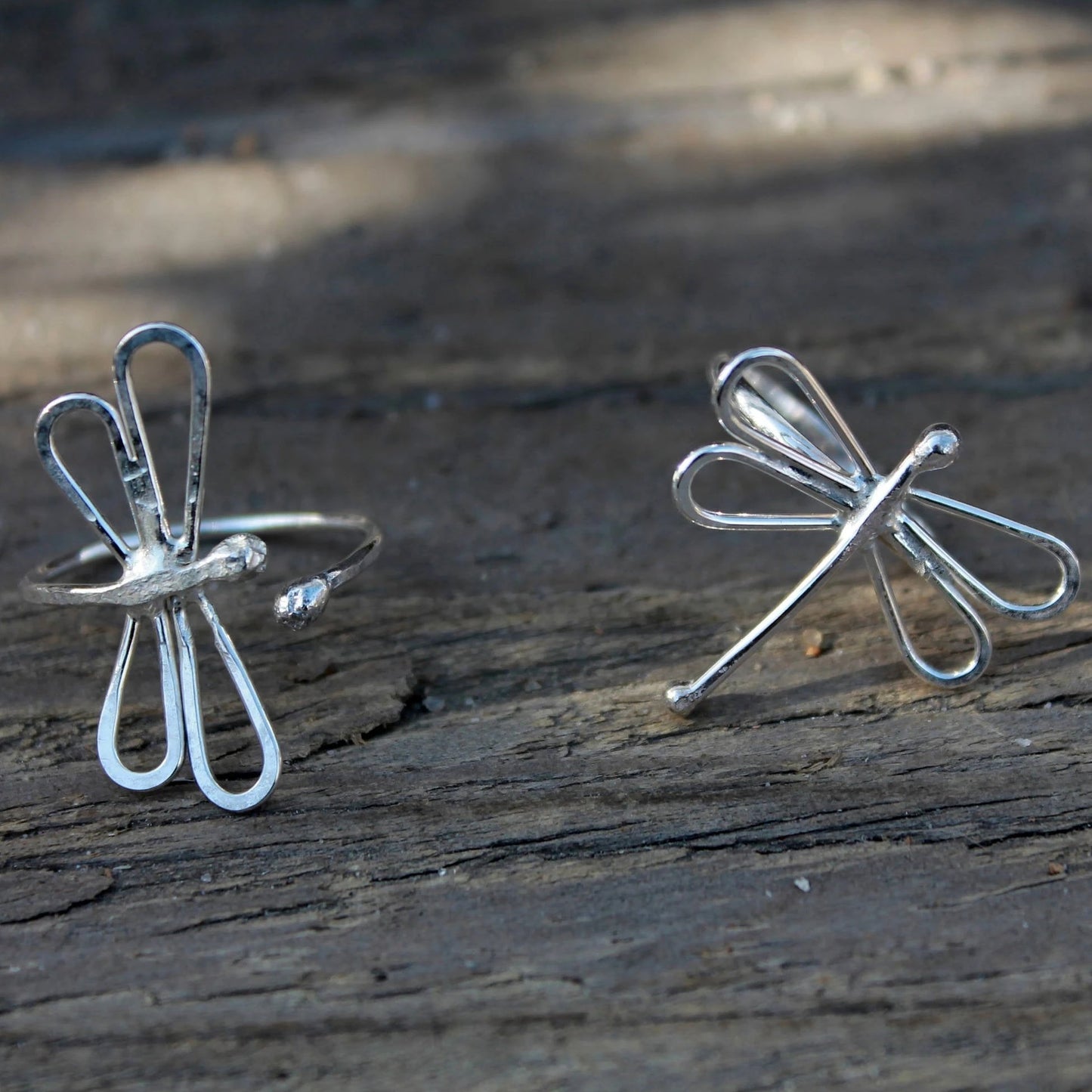 Dragonfly Ring in Silver With Stone Adjustable