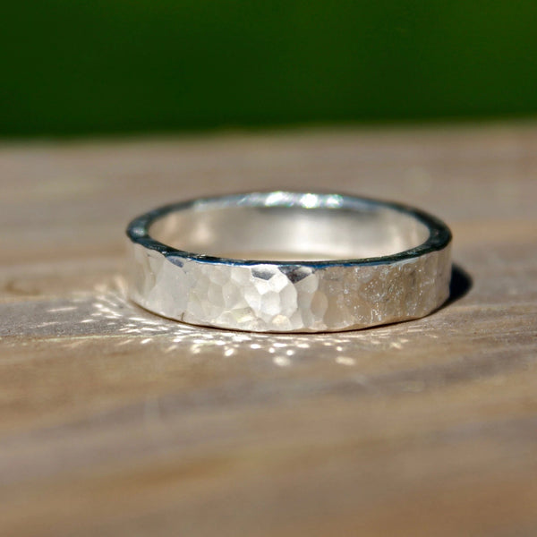 Silver 5mm hammered band