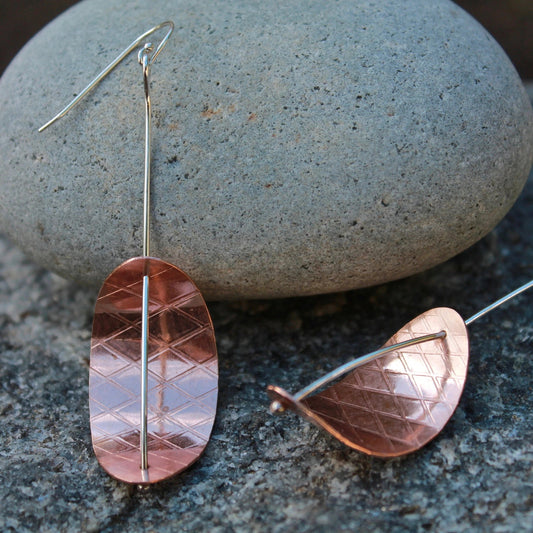 Copper and Silver Sculptural Earrings