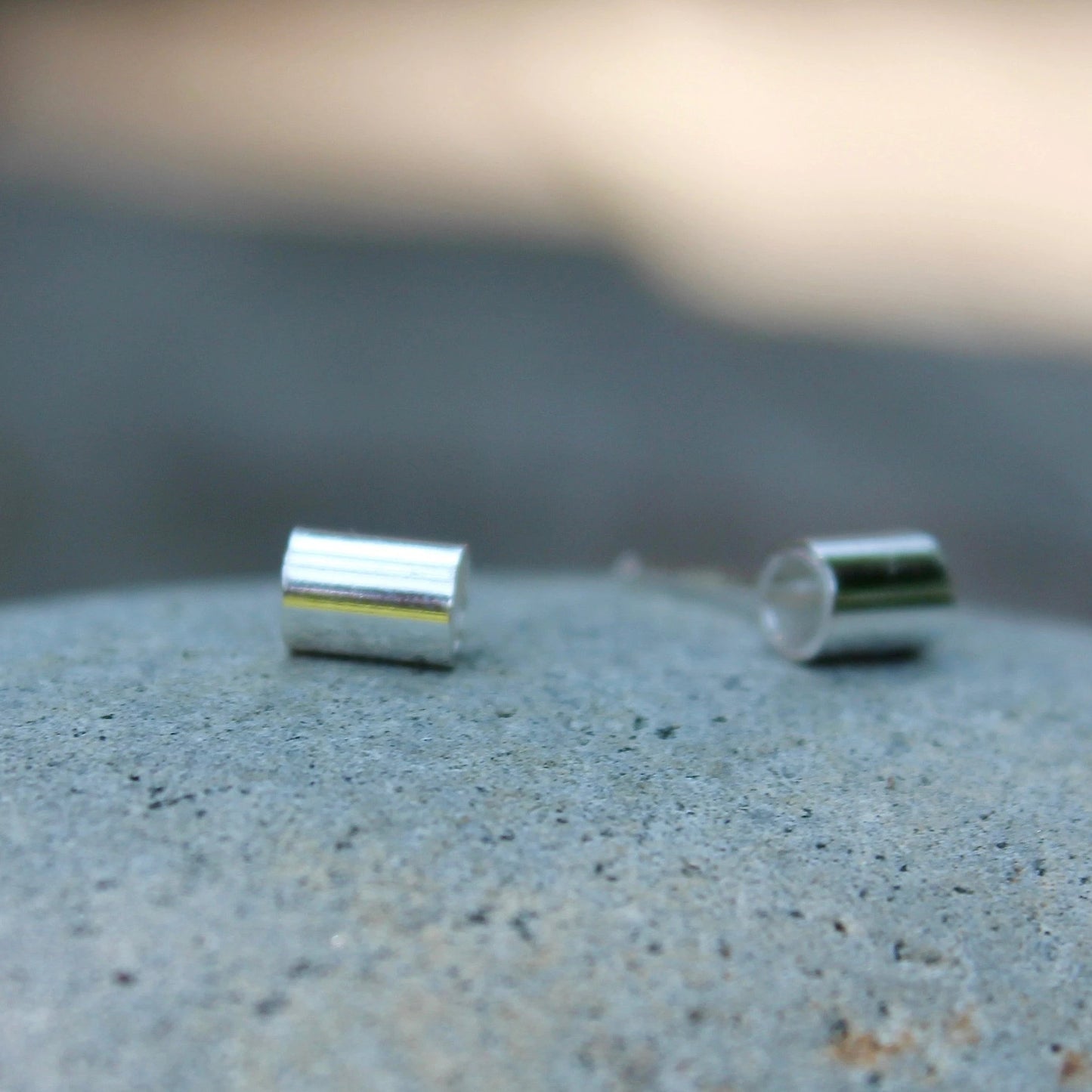 Silver Tube Post Earrings in Silver