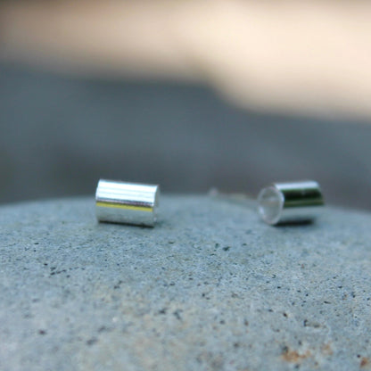 Silver Tube Post Earrings in Silver