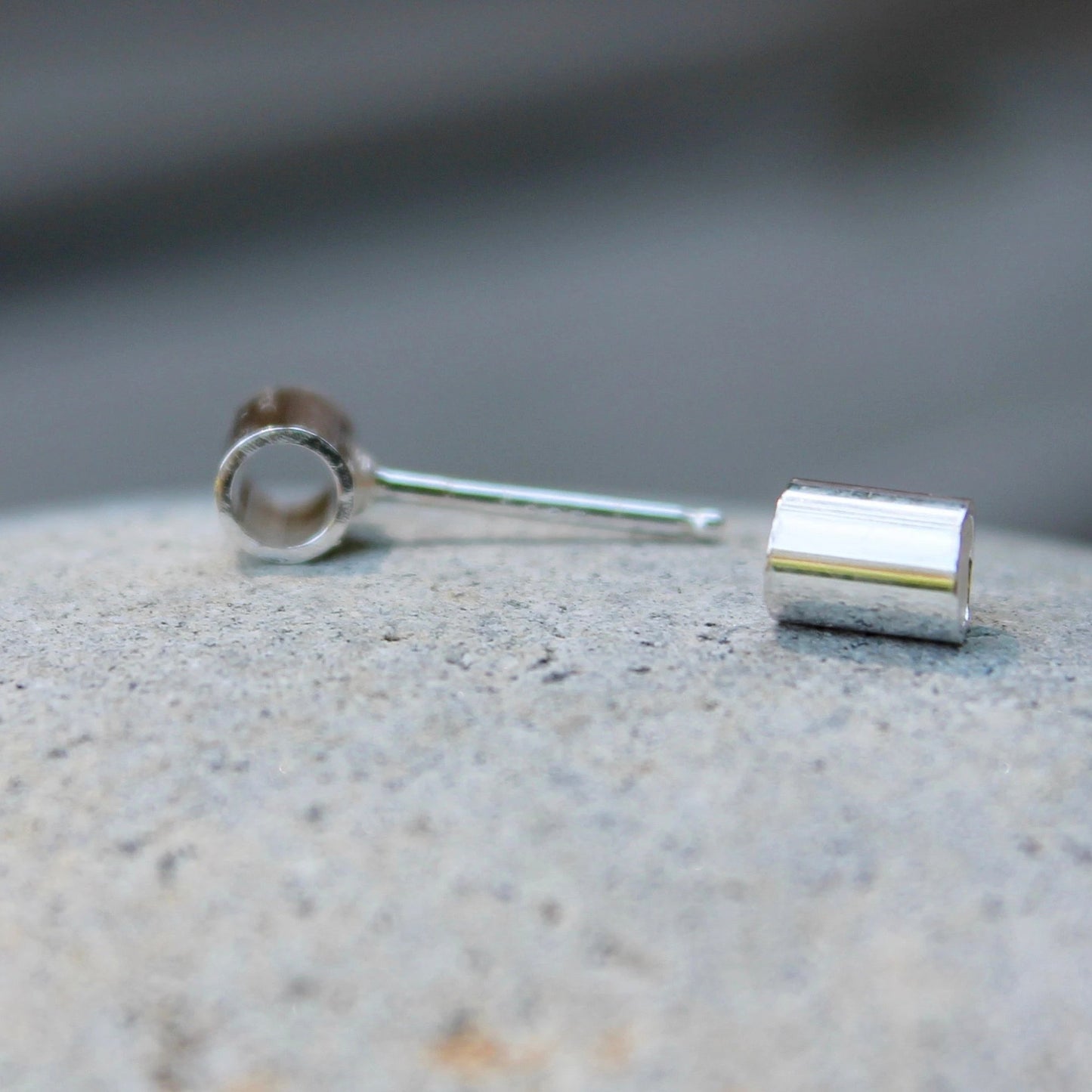 Silver Tube Post Earrings in Silver