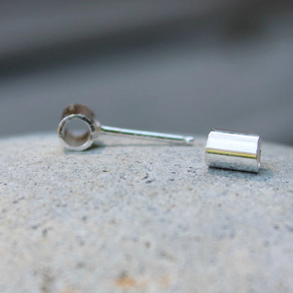 Silver Tube Post Earrings in Silver