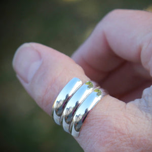Thumb ring sterling silver wide band half round