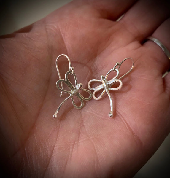 Little Silver Dragonfly Earrings