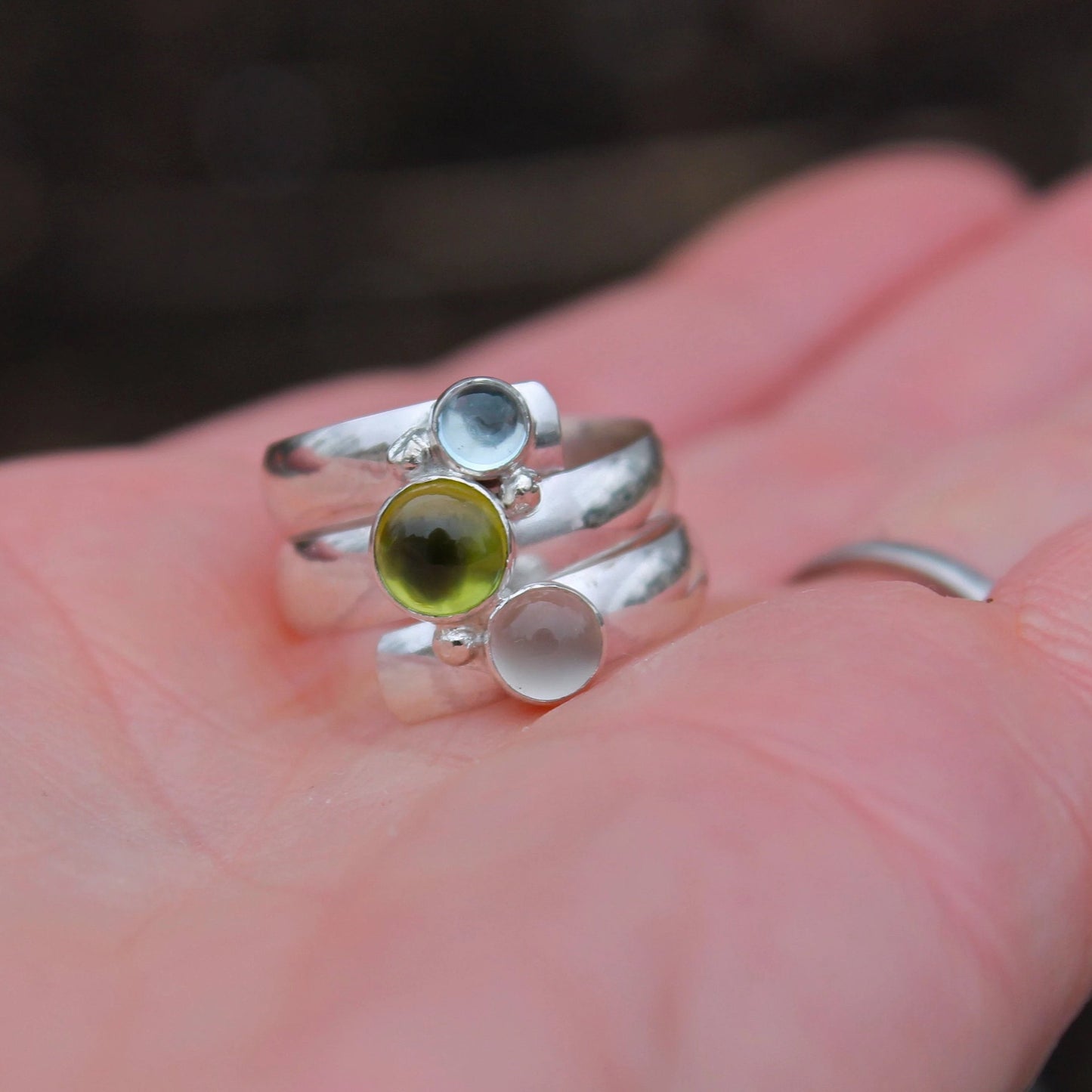 Graduated Sizes Birthstones Fairy Tale Ring in Silver