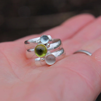 Graduated Sizes Birthstones Fairy Tale Ring in Silver