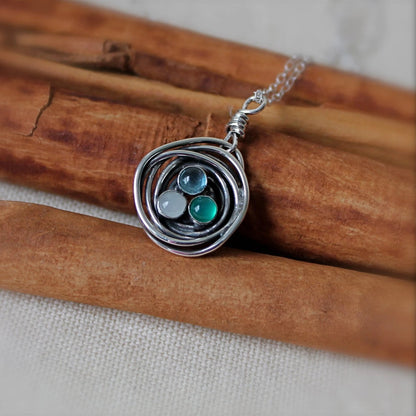 Nest Necklace with Birthstones or Multi Stone
