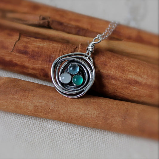 Nest Necklace with Birthstones or Multi Stone