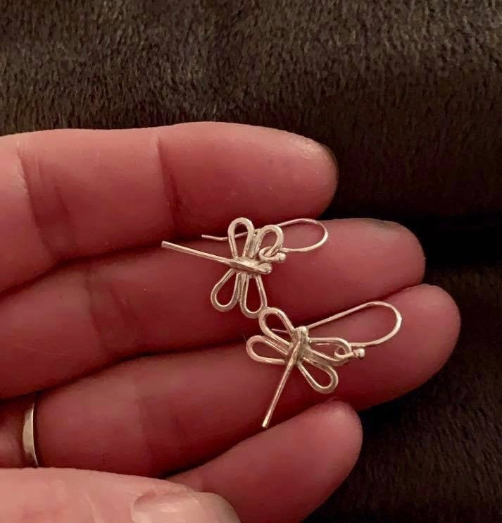 Little Silver Dragonfly Earrings