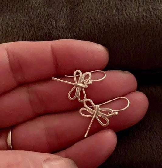 Little Silver Dragonfly Earrings