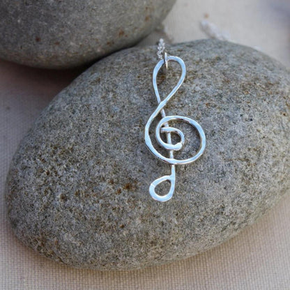 Treble Clef silver necklace