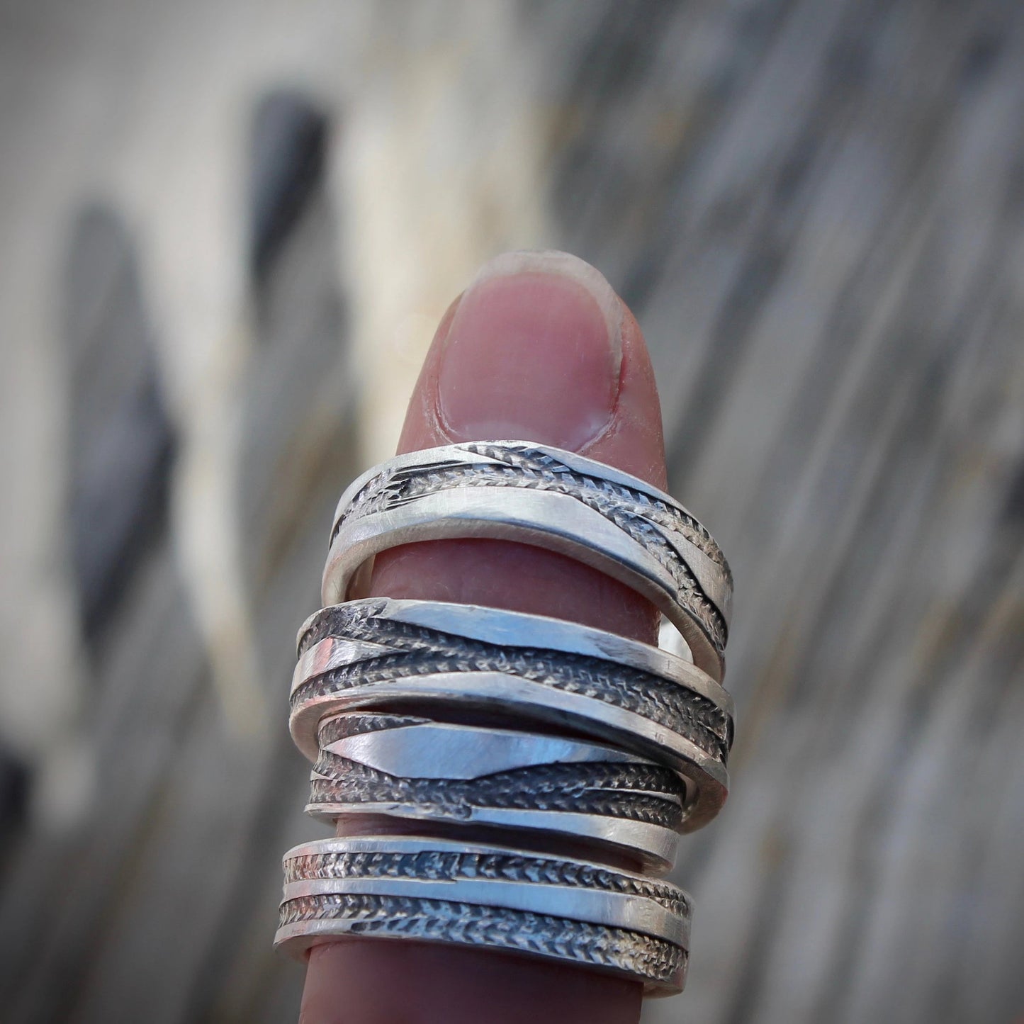 Tire Track Ring in Silver