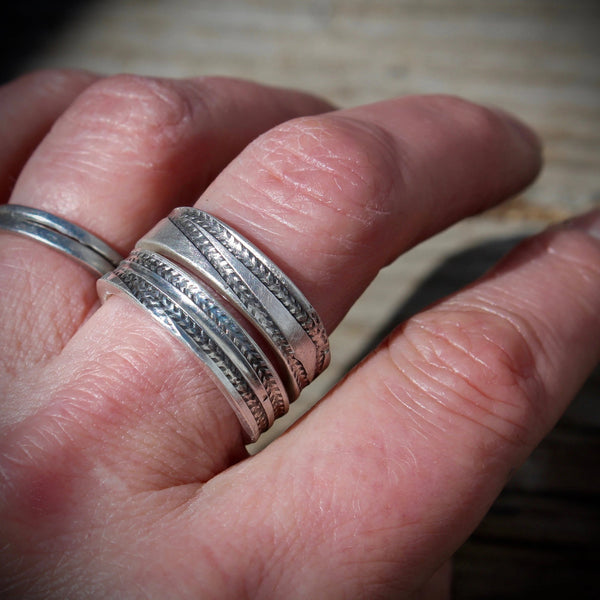Tire Track Ring in Silver