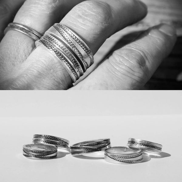 Tire Track Ring in Silver