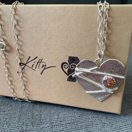 Mended Broken Heart in Sterling with Opal Mosaic