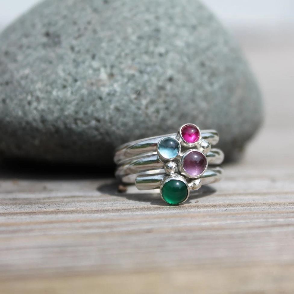 Birthstones Family Ring in Silver