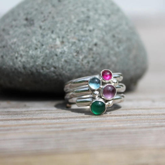 Birthstones Family Ring in Silver