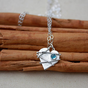 Small Mended Heart with Blue Topaz